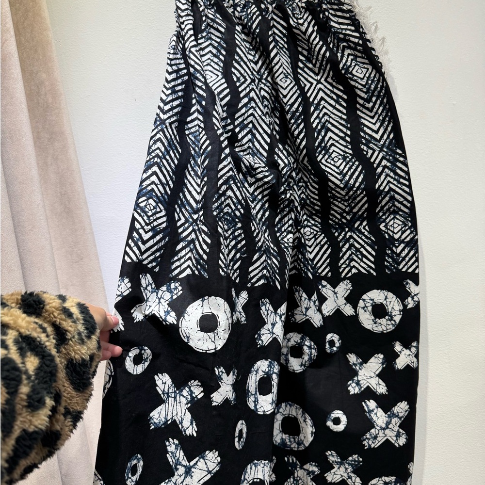 Black, White And Navy Patterned Patchwork Pants - image 6